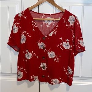 Red flowered blouse